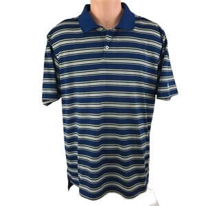 Adidas Men's Golf Shirt Short Sleeves Size Large Polo Blue Striped